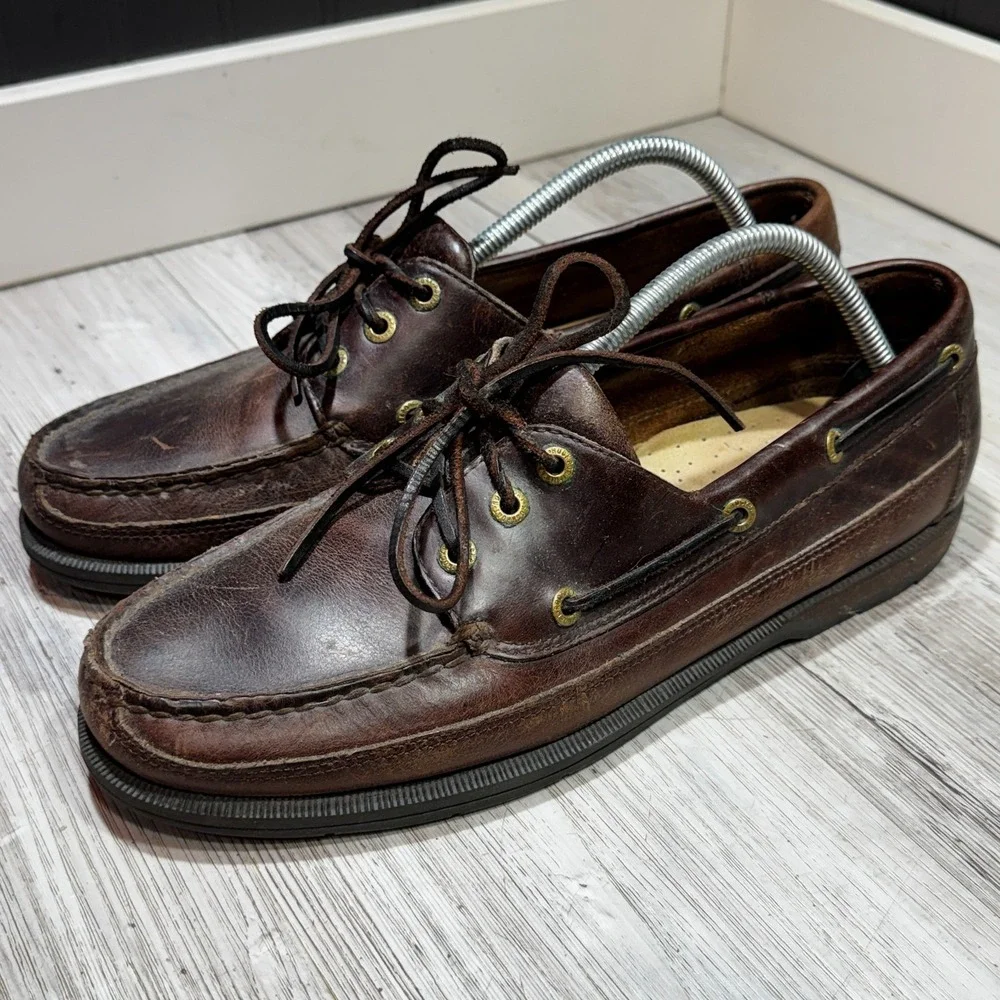 Rockport Leather Boat Shoes Men's 10.5M Brown Loafers ME5118